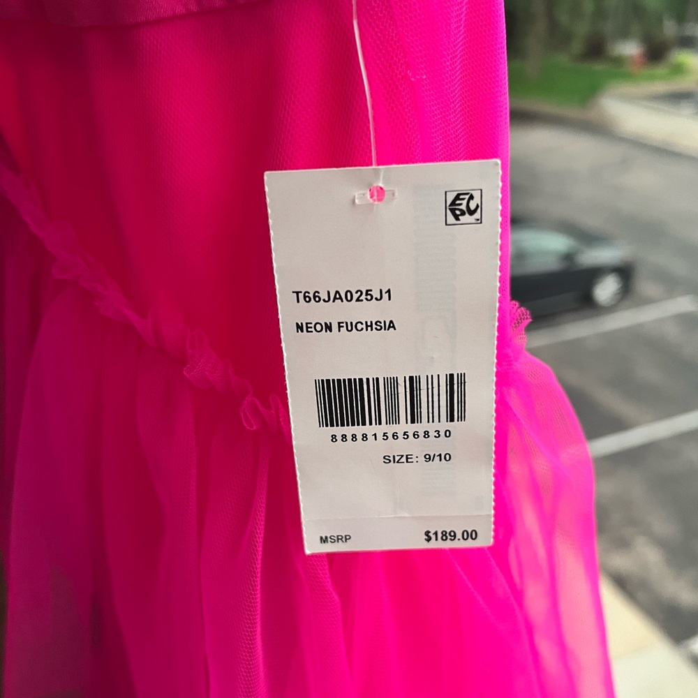 π π NEXT/UP Neon Pink Mesh Tiered Gown Corset Bodice Party 2 Sizes 9/10 & 11/12 - Picture 15 of 17